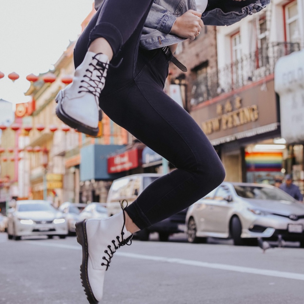 Women’s size 10 Dr. Martens white boots. Like new!